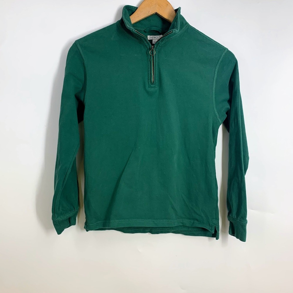Crewcuts J.Crew‎ Kids Forest Green Quarter Zip Pullover Mock Neck Sweater Size L